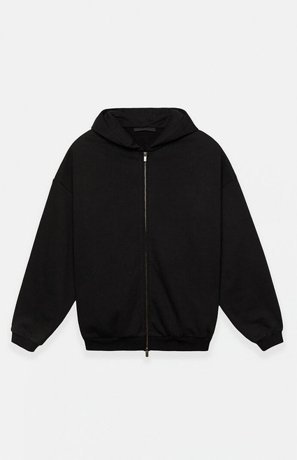 Fear of God ESSENTIALS Men's Black Heavy Fleece Full Zip Hoodie - 0192468680018001