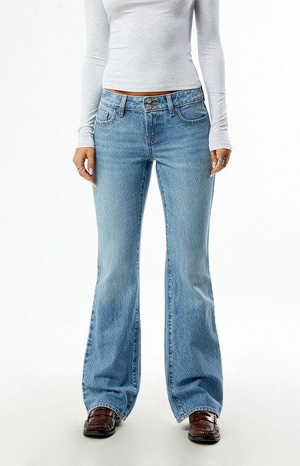 Pacsun Women's Jade Low Rise Bootcut Jeans Double Button Light Blue - 0860454210081