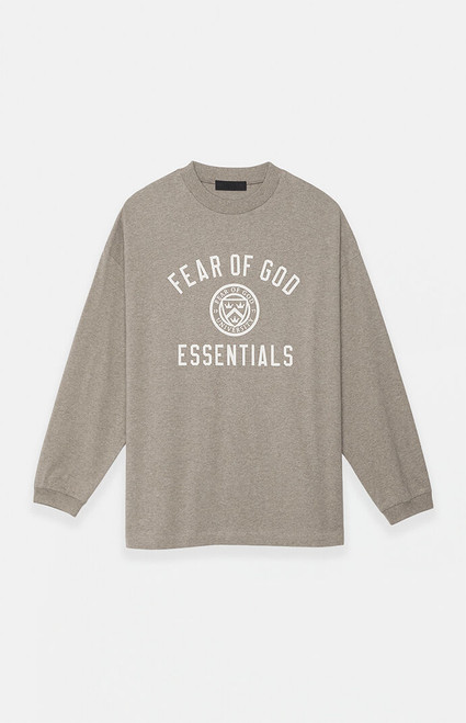 Fear of God ESSENTIALS Men's Heather Grey University Long Sleeve T-Shirt - 0125250500616367
