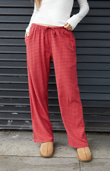 John Galt Women's Red Plaid Flannel Baggy Pants - 0844601600320