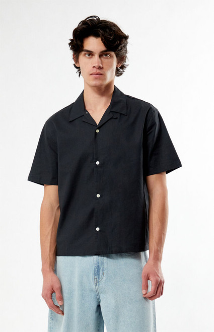 Pacsun Men's Elai Black Linen Camp Shirt - 0180611140036