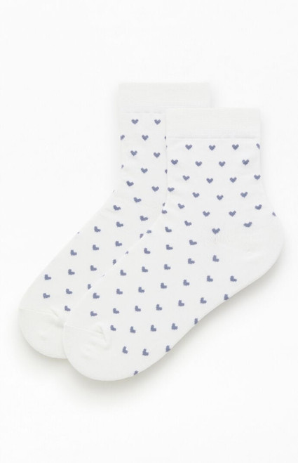 John Galt Women's White & Blue Heart Socks - 0679601600283