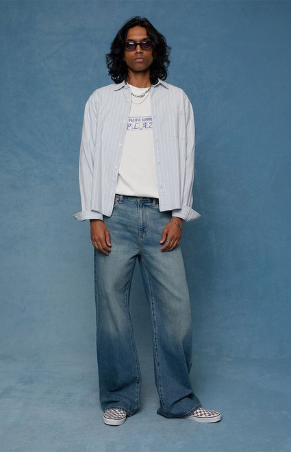 Pacsun Men's Blake Extreme Baggy Jeans Medium Blue Tinted - 0131454210189