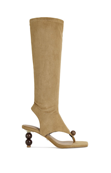 AZALEA WANG Women's Dottie Faux Suede Tan Stiletto Sandals - 0517611590031