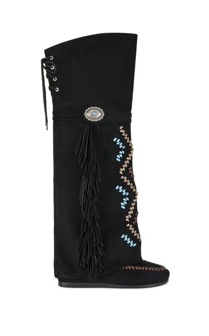 AZALEA WANG Women's Edmund Black Faux Suede Flat Moccasin Boots - 0580611590087