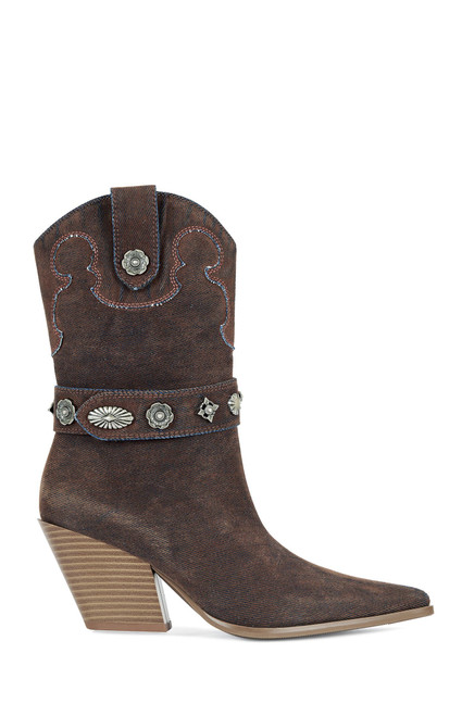 AZALEA WANG Women's Neith Orange Western Bootie - 0580611590092