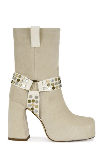 AZALEA WANG Women's Dyzma Bone Platform Booties - 0580611590096