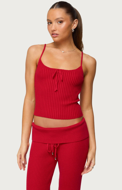 Edikted Women's Adannah Tie Ribbed Knit Tank Top - 0712609690673