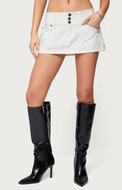 Edikted Women's Petite Mckinley Denim Mini Skirt - 0840609690570