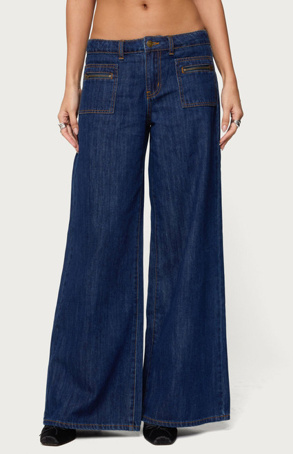 Edikted Women's Jimena Low Rise Wide Leg Jeans - 0860609690272