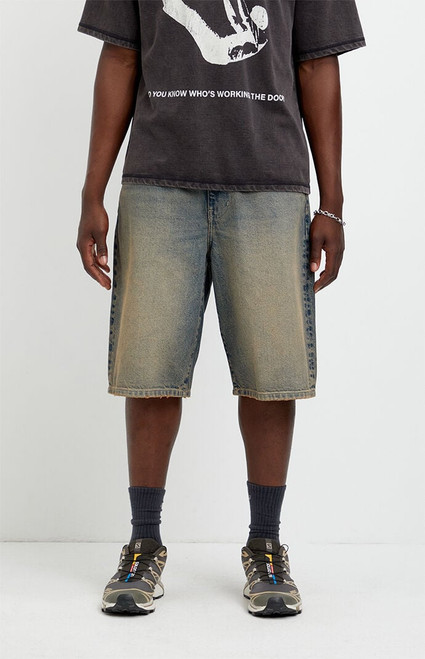 Pacsun Men's Austin Extreme Baggy Jean Shorts Dark Blue Tint - 0170454210028