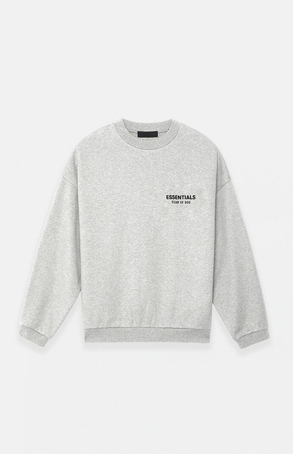 Fear of God ESSENTIALS Men's Light Heather Grey Fleece Crew Neck Sweatshirt - 0192250500710127