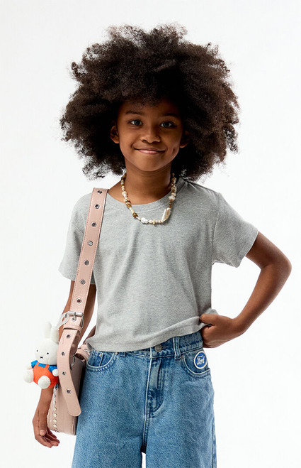 Pacsun Kids Kids Heather Gray Ribbed Skimmer T-Shirt - 0783461580042
