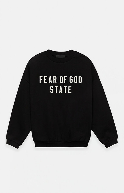 Fear of God ESSENTIALS Men's Black Heavy Crew Neck Sweatshirt - 0192468680027001