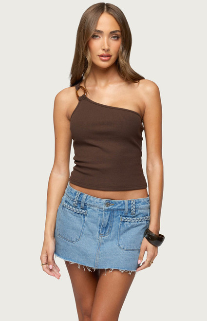 Edikted Women's Calista Ribbed One Shoulder Top - 0263609690080