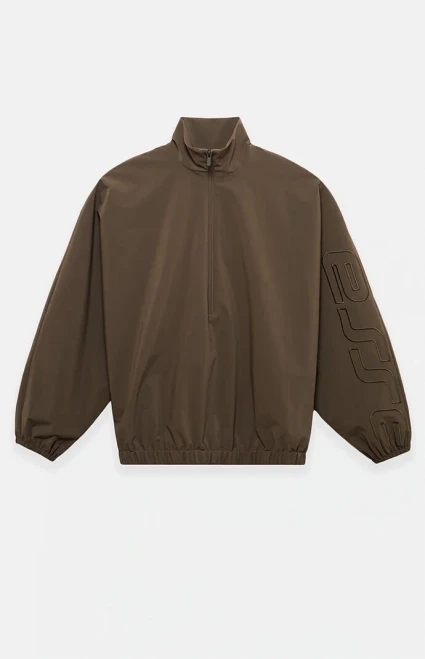 Fear of God ESSENTIALS Men's Brown Active Trace Half Zip Track Jacket - 0192609930004020
