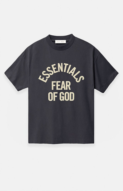 Fear of God ESSENTIALS Men's Faded Black Campus '90s Short Sleeve T-Shirt - 0125468680094407