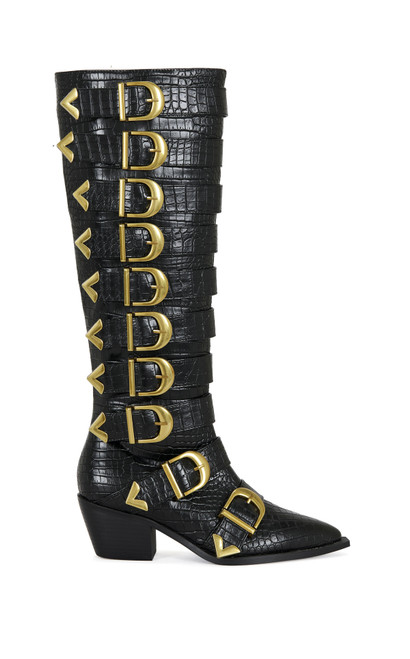 AZALEA WANG Women's Graziana Black Buckled Western Boots - 0580611590115