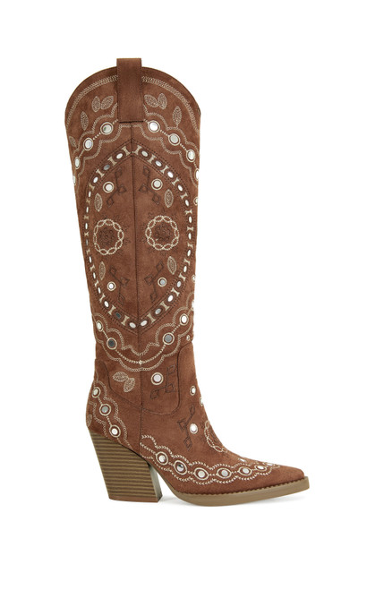 AZALEA WANG Women's Aamina Tan Western Boots - 0580611590118