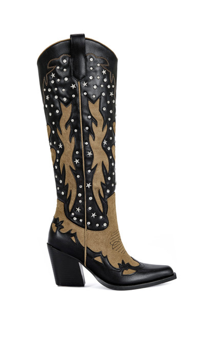 AZALEA WANG Women's Kalpana Black Western Boots - 0580611590120