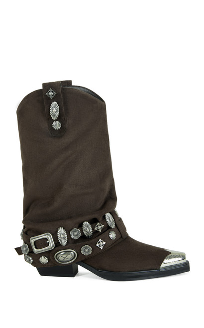 AZALEA WANG Women's Ashraf Chocolate Western Booties - 0580611590122