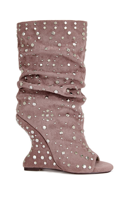 AZALEA WANG Women's Naomani Pink Curved Wedge Booties - 0580611590128