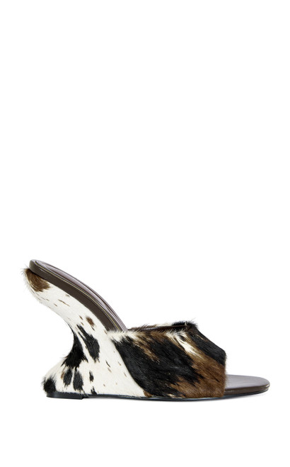 AZALEA WANG Women's Cow Calf Hair Wedge Mules - 0760611590066
