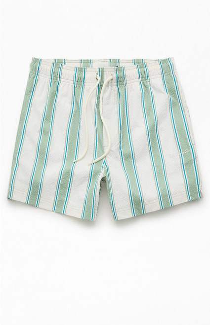 Pacsun Men's Greenland Striped Seersucker 4.5" Swim Trunks - 0150609530095
