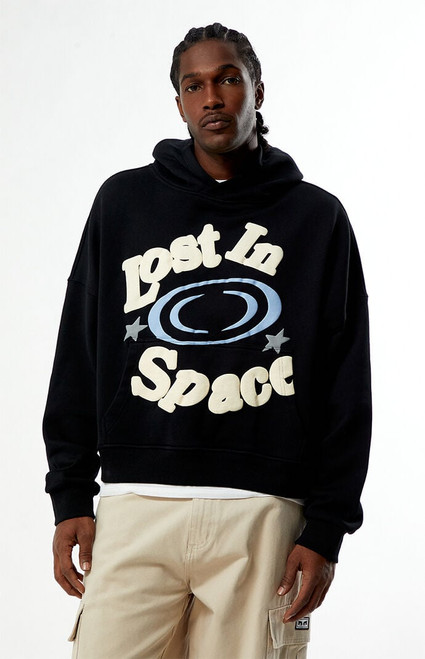 Pacsun Men's Lost In Space Puff Graphic Cropped Hoodie - 0193519270134