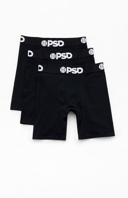 PSD Underwear Men's 3 Pack Black Boxer Briefs - 0631600930105