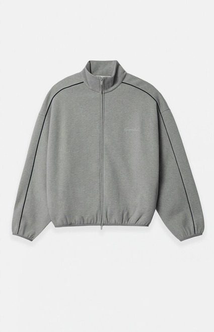 Fear of God ESSENTIALS Men's Concrete Heather & Black Modern Fleece Track Jacket - 0202250500232394