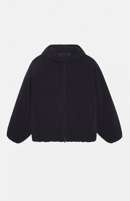 Fear of God ESSENTIALS Men's Black Brushed Yarn Hooded Bomber Jacket - 0202103680007001