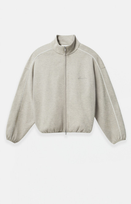 Fear of God ESSENTIALS Men's Heather Stone & Cloud White Modern Fleece Track Jacket - 0202250500229312