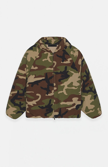 Fear of God ESSENTIALS Men's Woodland Camo Military Hooded Jacket - 0202609930022095
