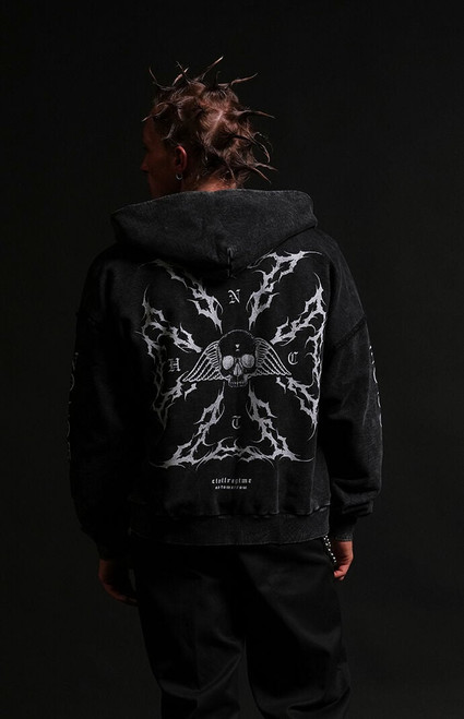 No Tomorrow Men's x Civil Active Iron Skull Full Zip Cropped Hoodie - 0140460120020