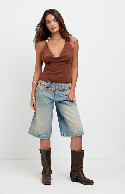Pacsun Women's Peyton Extreme Jorts Light Blue Tint - 0829242100003