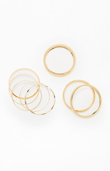 LA Hearts Women's 8 Pack Gold Mega Metal Stacked Bangles - 0656610470027