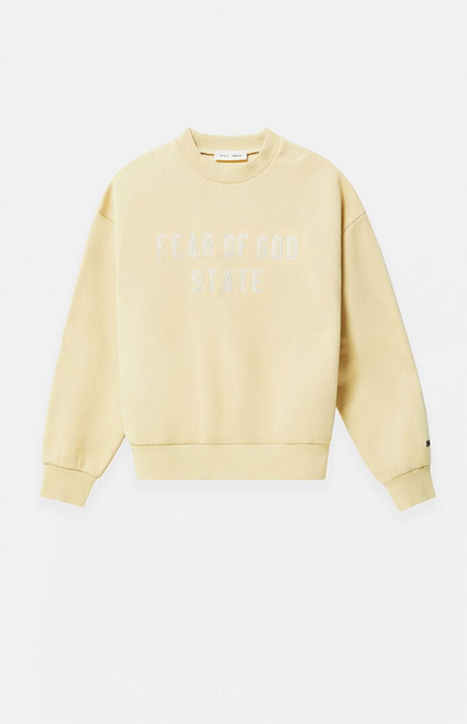 Fear of God ESSENTIALS Men's Garden Yellow '90s Fit Fleece Crew Neck Sweatshirt - 0192250500829122