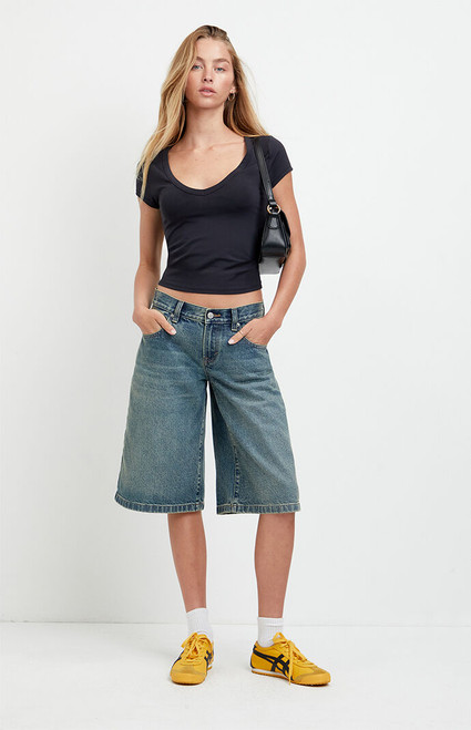 Pacsun Women's Peyton Extreme Jorts Dark Blue - 0829454210184