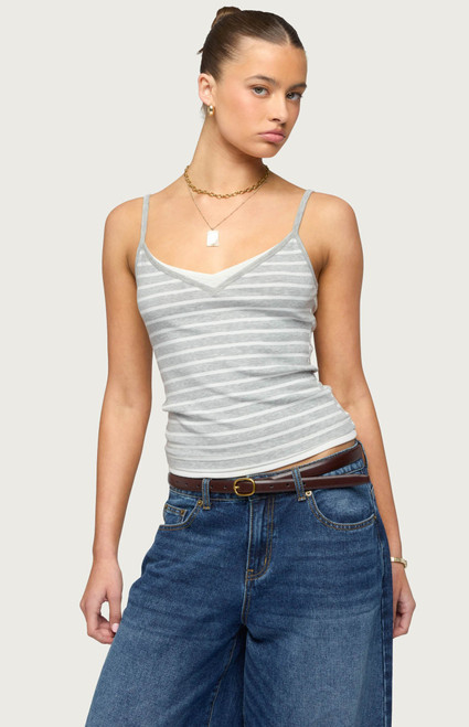 Edikted Women's Layered Contrast Striped Tank Top - 0260609690032
