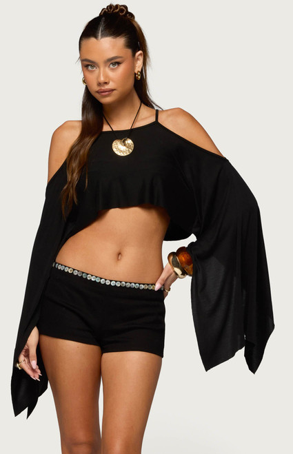 Edikted Women's Ivanna Cutout Cape Cropped Top - 0263609690057