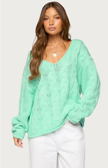 Edikted Women's Inga Oversized Cable Knit Sweater - 0264609690001
