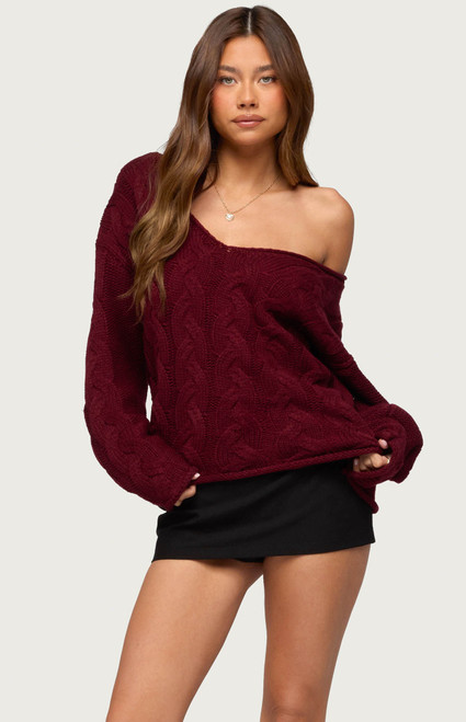 Edikted Women's Inga Oversized Cable Knit Sweater - 0264609690001