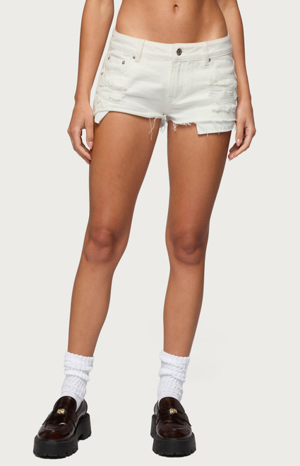 Edikted Women's Devin Low Rise Micro Denim Shorts - 0267609690001
