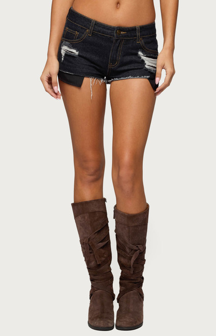 Edikted Women's Devin Low Rise Micro Denim Shorts - 0267609690001