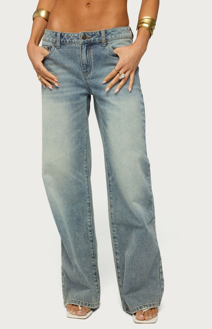 Edikted Women's Raelynn Washed Low Rise Baggy Jeans - 0267609690002