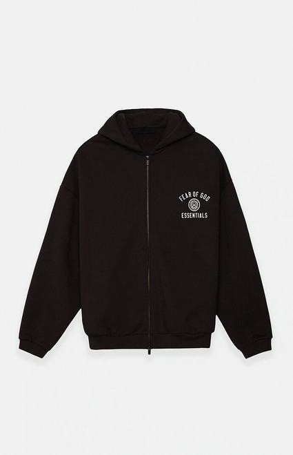 Fear of God ESSENTIALS Men's Black Heavy Fleece University Full Zip Hoodie - 0192468680034001