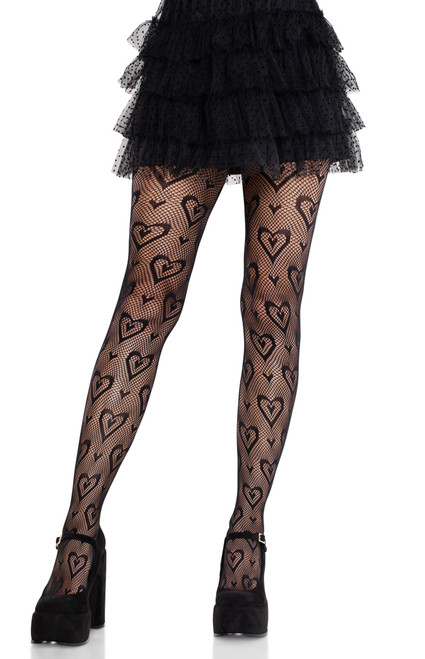 Leg Avenue Women's Double Heart Net Tights - 0673611490061