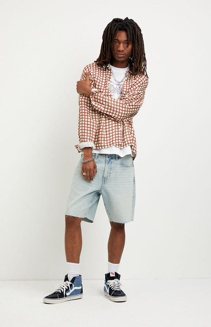 PacSun Men's Light Indigo Cutoff Denim Shorts - 0170242100001