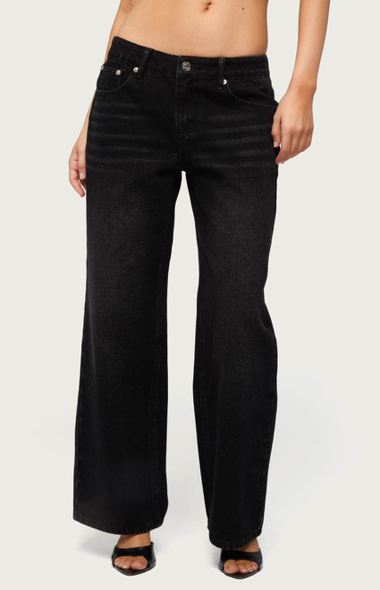 Edikted Women's Petite Raelynn Washed Low Rise Baggy Jeans - 0267609690007